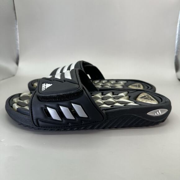 VTG 2000 Adidas Cushion Gel Air Slides Y2k Mens Size 7 US Black Silver main image 3